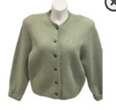 TALLY HO Nordic WOOL Cardigan Sweater Sage Green Button Up Women's Size XL