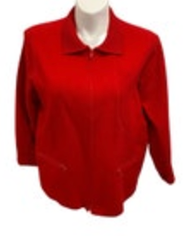 Size 1 Austin Reed Vintage Womens 100% Wool Red Full Zip Sweater Vtg