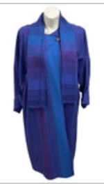 XL Avoca Collection Ireland Purple Blue Long Poncho Cape Wool Scarf Tie Celtic