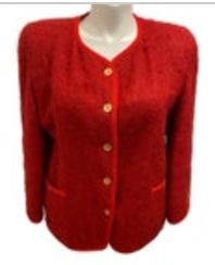 12 Rannoch Design Womens Blazer Jacket Christmas Red Wool Mohair Scotland Vtg