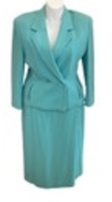 Bleyle Virgin Felted Wool Suit Set Blazer Turquoise Classic Size 18 Skirt 14 Top