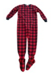 Sleepy Time Pjs Suit Womens Buffalo Check Footed Zip Long Pajamas Fleece Small