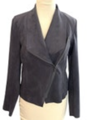 XS Philosophy Faux Leather Suede Asymmetrical Gray Zipper Jacket EUC