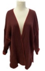 LeComte Merano Wool Blend Maroon Red Open Cardigan Size Small Vintage