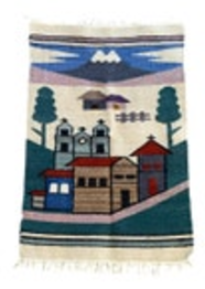 Vintage Hand Woven Tapestry Mountain Church Landscape Wall Hanging FolkArt 35x23