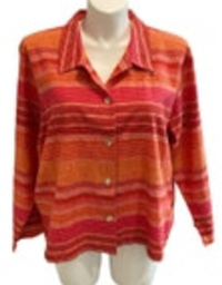 2X Coldwater Creek NWT Orange Striped Linen Blend Blazer Jacket Red Pink