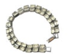 Vintage WEISS Double Strand Clear Baguette Rhinestone Tennis Bracelet Signed 7"