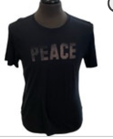 Medium John Varvatos Star USA Mens Freedom Peace Graphic Crewneck Tee Black