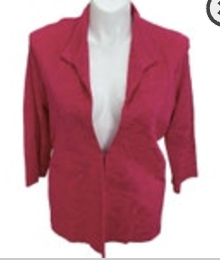 Misook Size 0X 14/16 Textured Knit Jacket Blazer Open Front Cardigan Pink