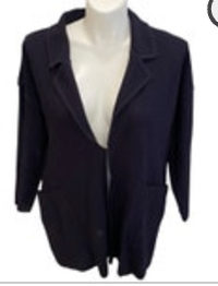 1X Exclusively Misook Cardigan Jacket Women’s Navy Blue Single Hook 3/4 Sleeve