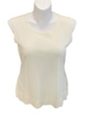 Misook Size Large Knit Acrylic Sleeveless Tunic Shell Tank Top Cream