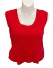 Misook Size 1X Knit Acrylic Sleeveless Tunic Shell Tank Top Pink Red Altered