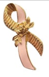 Avon Breast Cancer Awareness Pink Enamel Gold Tone Ribbon Brooch Metal Pin