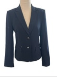 Size 4 Calvin Klein Navy Blue Blazer Jacket Classic Business Executive