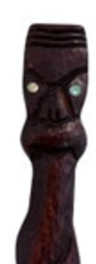 Hand-carved Tiki Head Paua Shell Eyes Hand Carved Wooden Letter Opener 9.25”￼