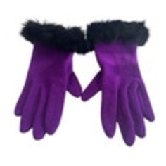 Women's Lamb's Wool Angora Rabbit Fur Cuff Gloves Violet Vintage M/L Purple