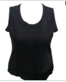 Exclusively Misook Black XL Petite Sleeveless Blouse Tank Band Design At Bottom