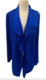 Small Exclusively Misook Blue Solid Open Front Sweater Cardigan Textured