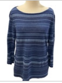 Size Large Lauren Ralph Lauren Linen Blue Striped Sweater