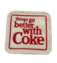 Vintage Coca Cola Patch "Things go better with Coke" 3 Inch Square Embroidered