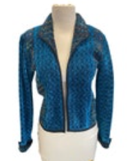 LAURA FISHER BONVALLET Handwoven Open Jacket Beauxchenes Fibre Art to Wear Teal