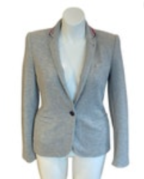 Tommy Hilfiger Gray Womans Single Button Elbow Patch Blazer Size 10 Great Detail
