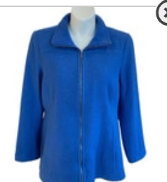 Lands’ End Womens Wool Blend Coat Size 16W Royal Blue Full Zip Pockets