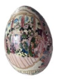 VTG Japanese Porcelain Hand Painted Egg Geisha Flowers Oriental 6 3/4” Tall