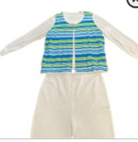 Exclusively Misook Jacket Pant 3 Piece Set NWT Size XL Cream Blue Green Stripe