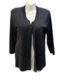 Size XL Exclusively Misook Gray Solid Open Front Sweater Cardigan 4 Pocket