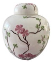 Vintage Dogwood Ginger Jar Hand Painted Large 9” High