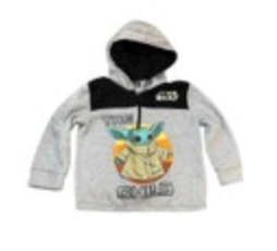 Size 5T Star Wars Mandalorian The Child Kids Long Sleeve Hoodie 1/4 Zip