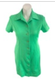 VTG Women’s Lorac Originals Green Polka Dot Shirt Dress USA Union 70’s