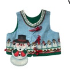 Vintage Handmade Snowman Holiday Christmas Vest Snowman Pocket Bows Kids