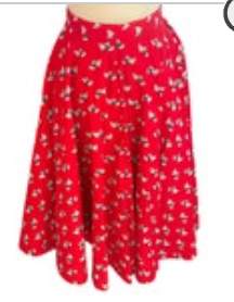 Vintage 80s Scotty Dog Red Circle Skirt Handmade Party Costume