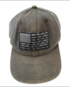 Columbia PFG Baseball Cap FlexFit American Flag Fish Black Gray L/XL Weathered