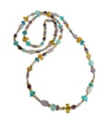 Vintage 30" Multicolor Beaded Necklace Acrylic Plastic Beads Boho Layered Style