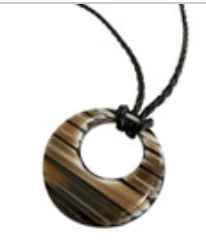Necklace Braided Vegan Leather Brown Acrylic Swirl Pendant Boho Hippy 22”