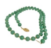 Vintage Jade Bead 24" Necklace Beaded Goldtone Small Beads Broken Clasp