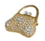 VTG Roman Handbag Brooch Crystal Rhinestones Purse Womens Signed Gold Tone Pin