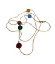 Necklace Gold Tone Multicolor Faceted Bead 29” Classy Dainty