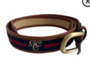 YRI canvas ribbon leather belt Greensboro Country Club size 34/85 golf belt, USA