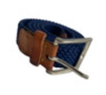 Braided Fabric Woven Stretch Belt Size XXL - 42" Navy Blue Casual
