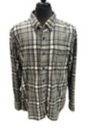 LL Bean Mens Traditional Fit Large Reg Gray Plaid Flannel Shirt Long Sleeve