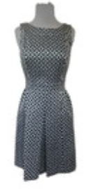 Lauren Ralph Lauren Sleeveless Midi Dress Size 2 Navy Blue Champagne Gold Print