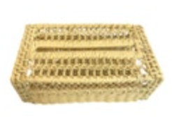 Vtg Woven Wicker Rattan Yellow Tissue Box Cover 10x5 Farmhouse Boho Cottage