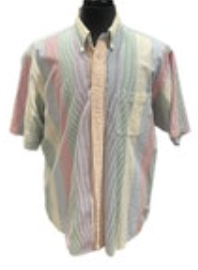 Vtg Jos A Bank Mens Multicolor Striped Seersucker Button Down S/S Size XL READ