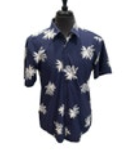 Boss Hugo Boss Shirt Mens L Blue Hawaiian Palm Trees Button Up Lightweight
