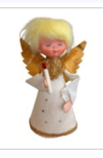 Vintage 8.5” Angel Christmas Tree Topper Ornament Doll Face Candle Gold Wings