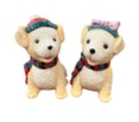 Christmas Dog Salt and Pepper Shakers Ceramic Bichon ? With Stoppers Adorable